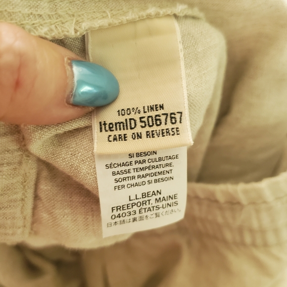 L.L. Bean Premium Washable Natural Oatmeal Linen Wide Leg Pull-On Pants 18 - Picture 6 of 9